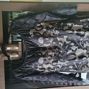 New Lace Overlay Off Shoulder Long Sleeve Dress See Through Black White Size 10